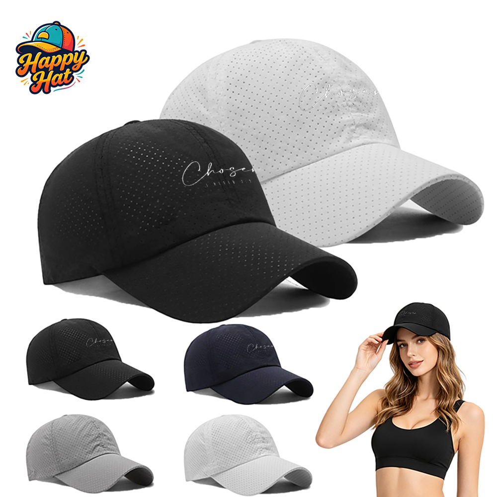Running Cap Lightweight - 1PC Lightweight Breathable Perforated Adjustable Baseball
