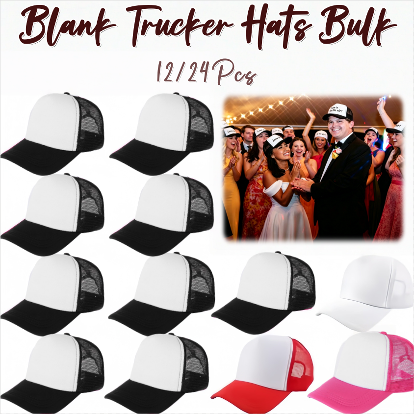 Trucker Cap Mesh - 12-24Pcs Blank Trucker Hats Bulk DIY