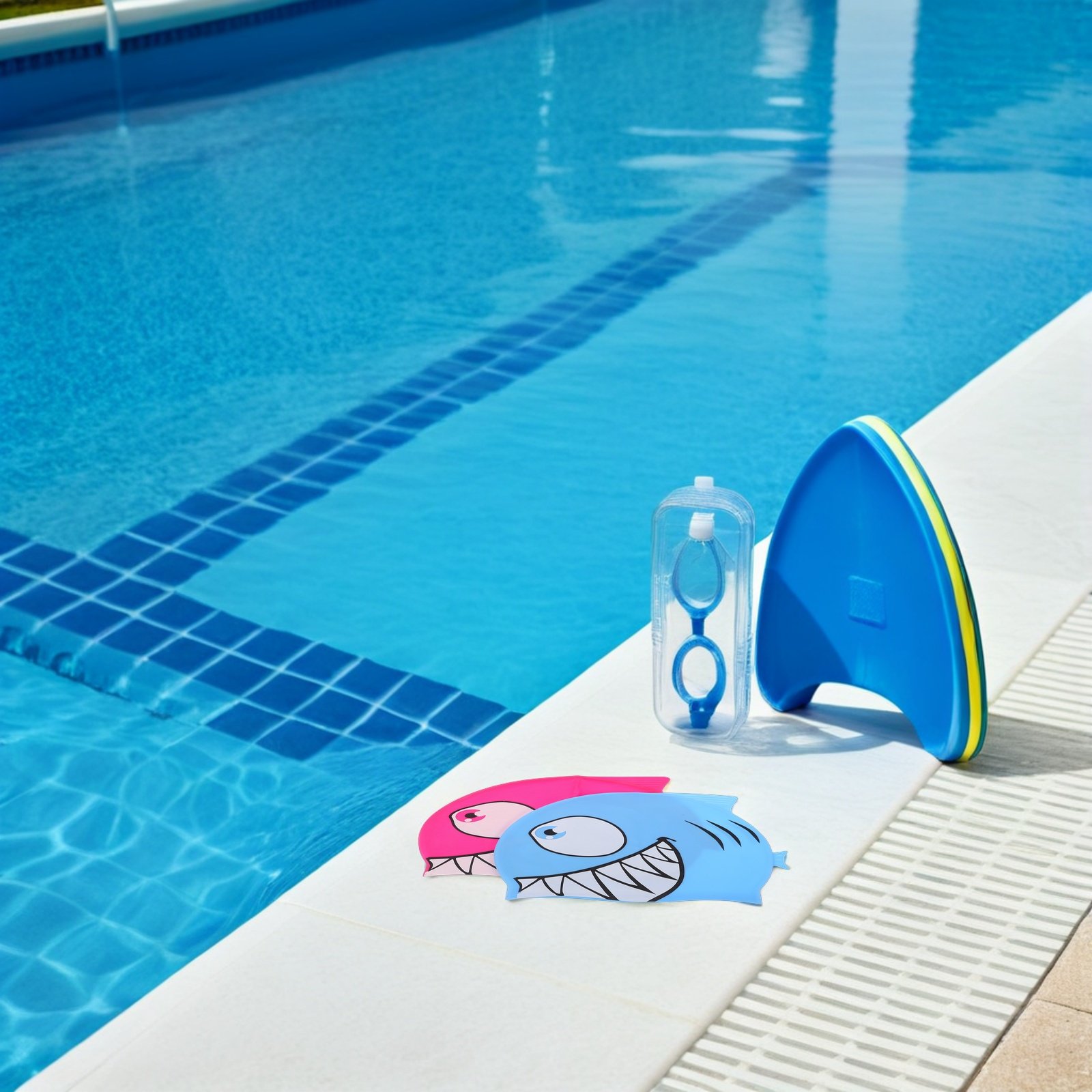 2Pcs Kids Fish Pattern Silicon - đánh giá và giá Swim Hat Silicone