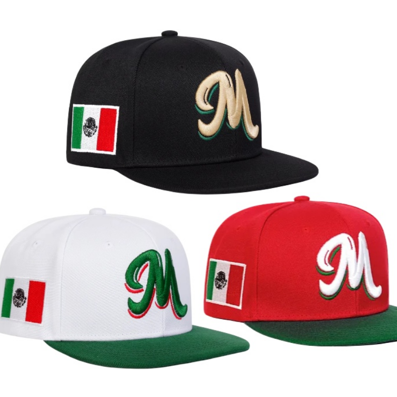 M Letter Embroidered Snapback  - đánh giá và giá Snapback Hat Flat