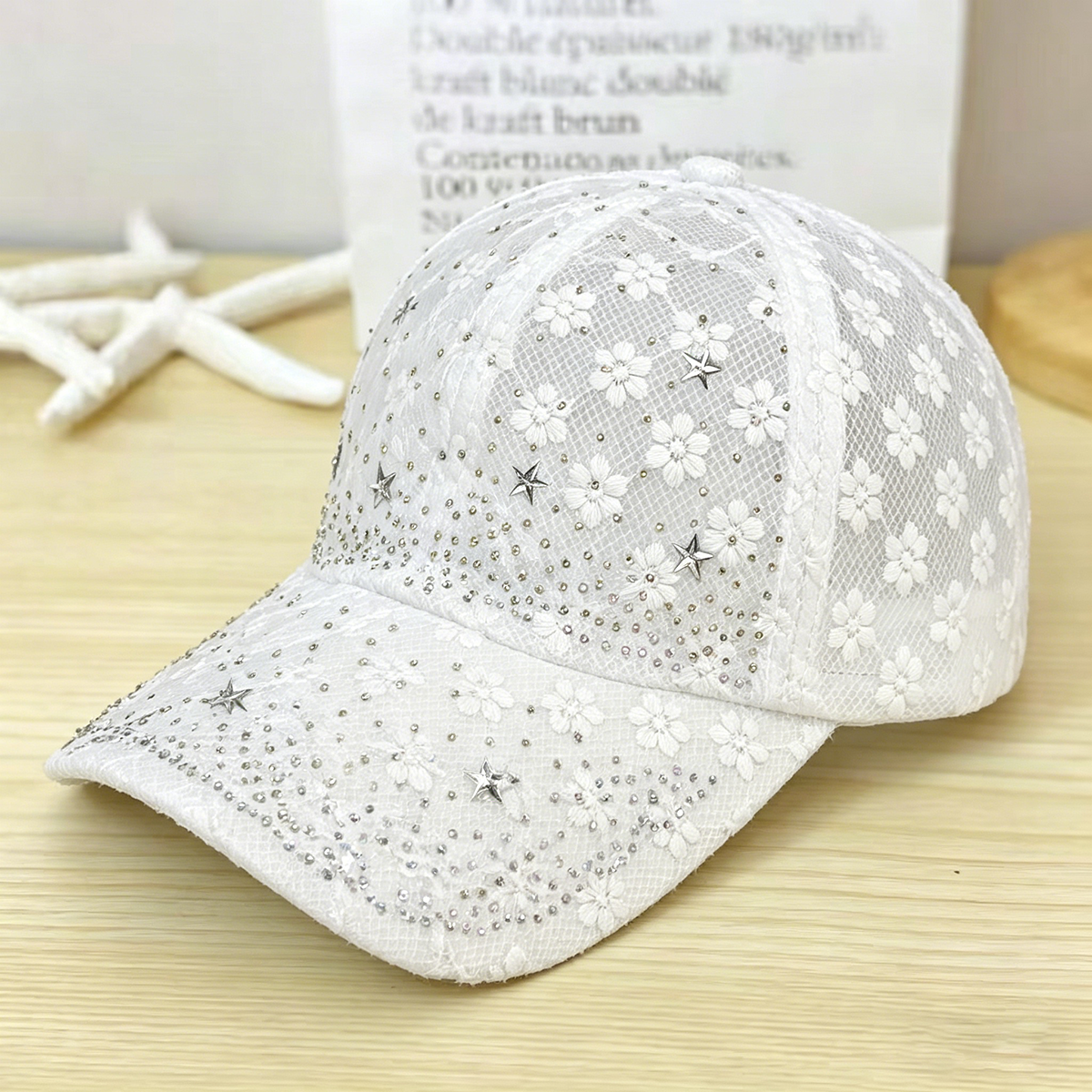 Shiny Rhinestone Lace Flower B - đánh giá và giá Baseball Cap Structured