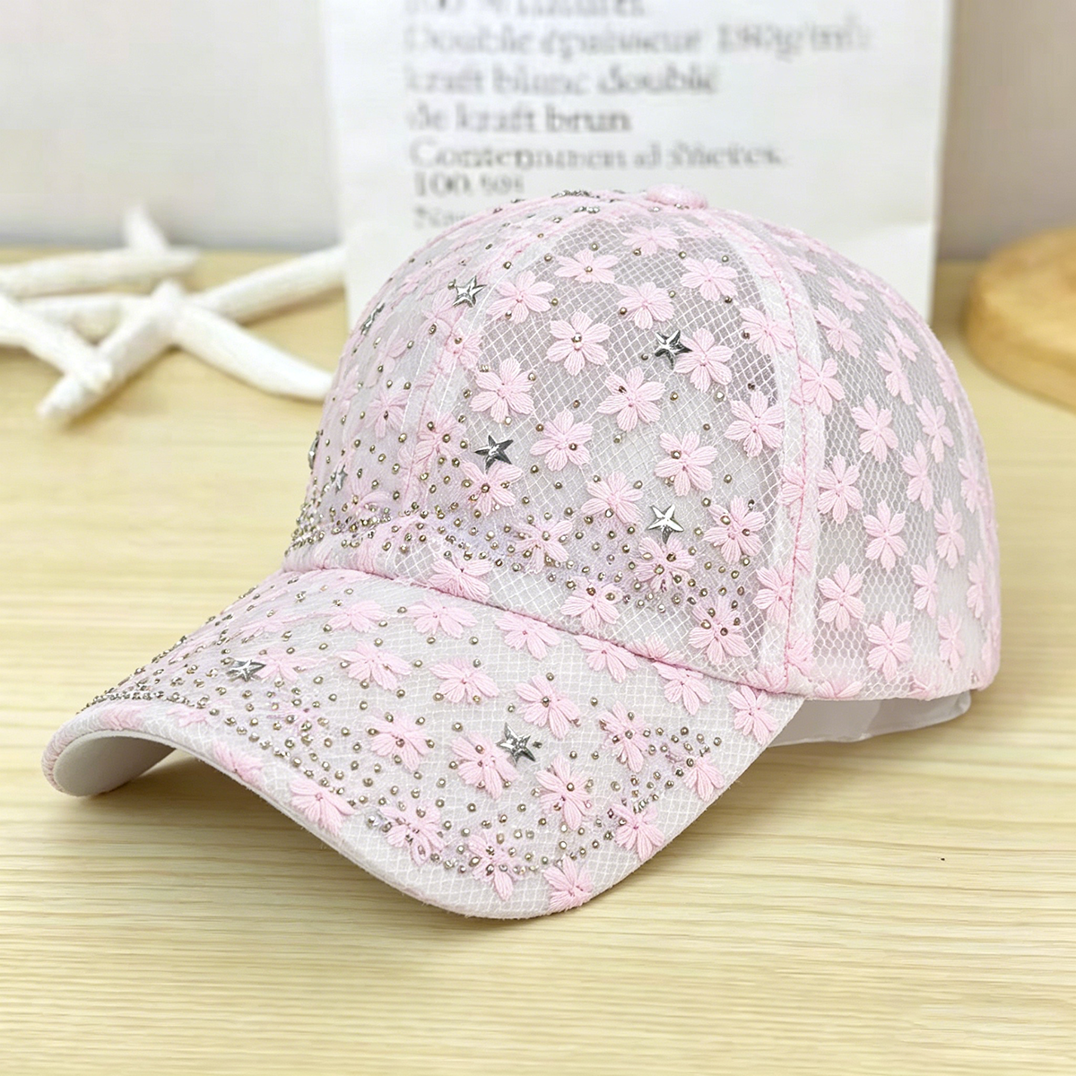 Shiny Rhinestone Lace Flower B - đánh giá và giá Baseball Cap Structured