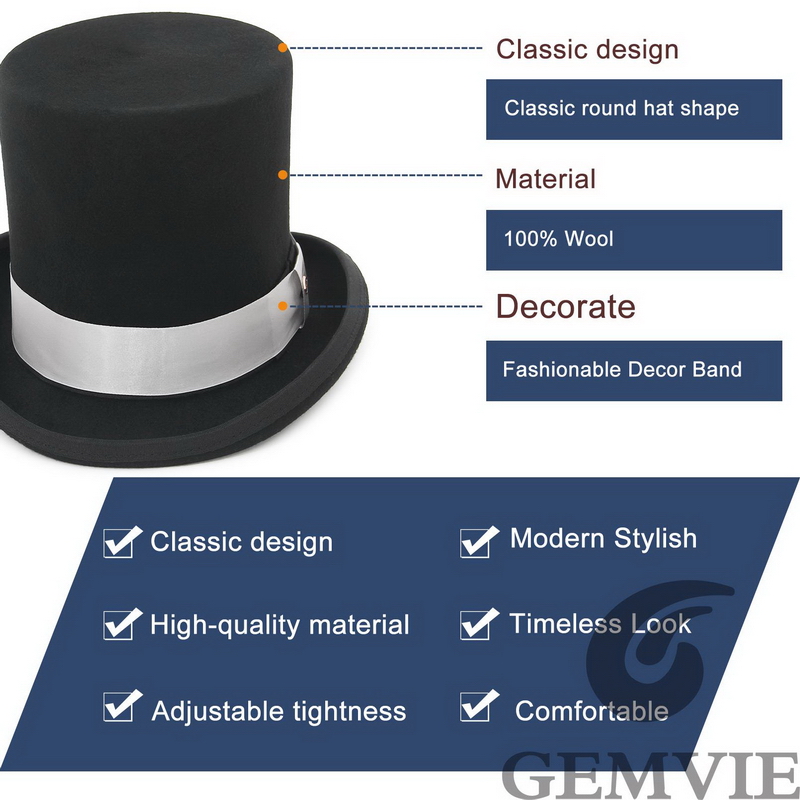GEMVIE 17cm 100% Wool Felt Top - đánh giá và giá Fedora Hat Wool