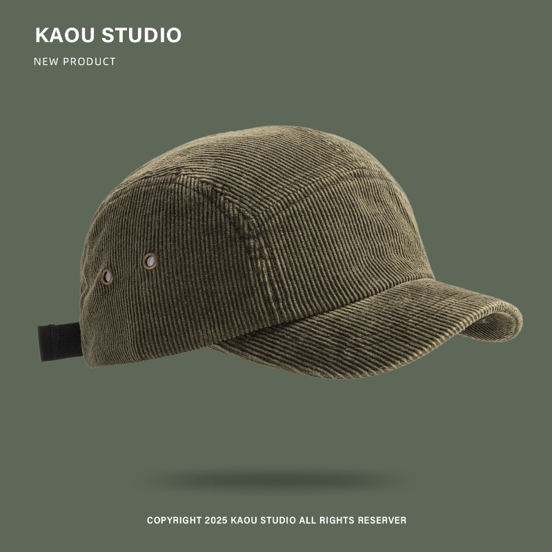Japanese Retro Solid Color Cor - đánh giá và giá Corduroy Cap 5 Panel
