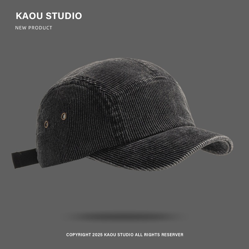 Japanese Retro Solid Color Cor - đánh giá và giá Corduroy Cap 5 Panel