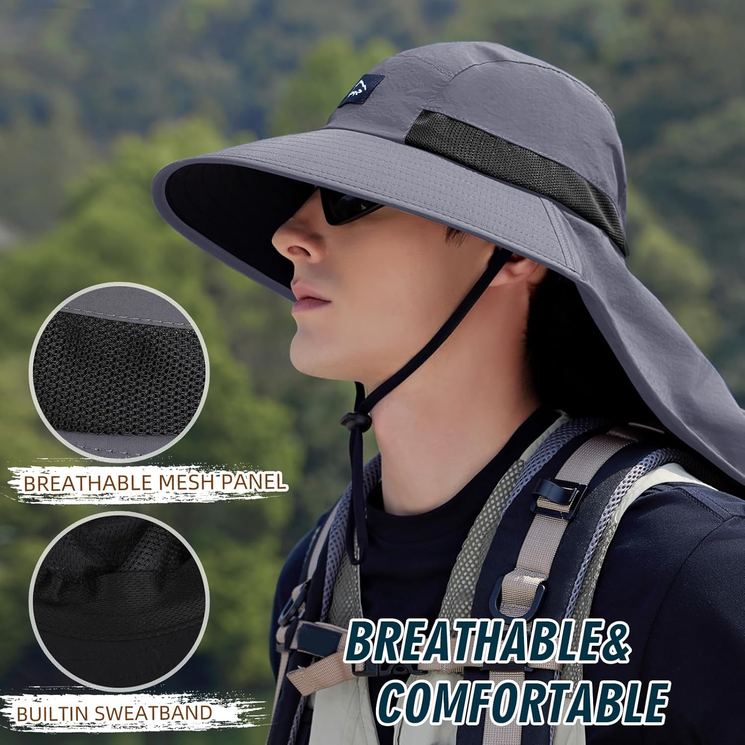 UPF50+ Sun Hat with Neck Flap, - đánh giá và giá Sun Hat Wide Brim