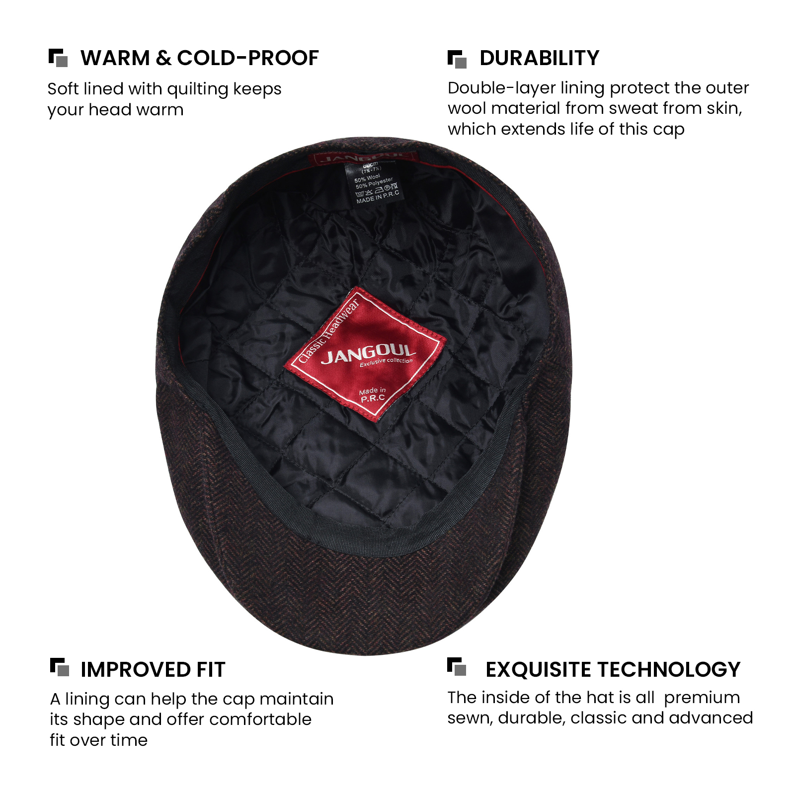 JANGOUL Herringbone Flat Ivy N - đánh giá và giá Newsboy Cap Ivy