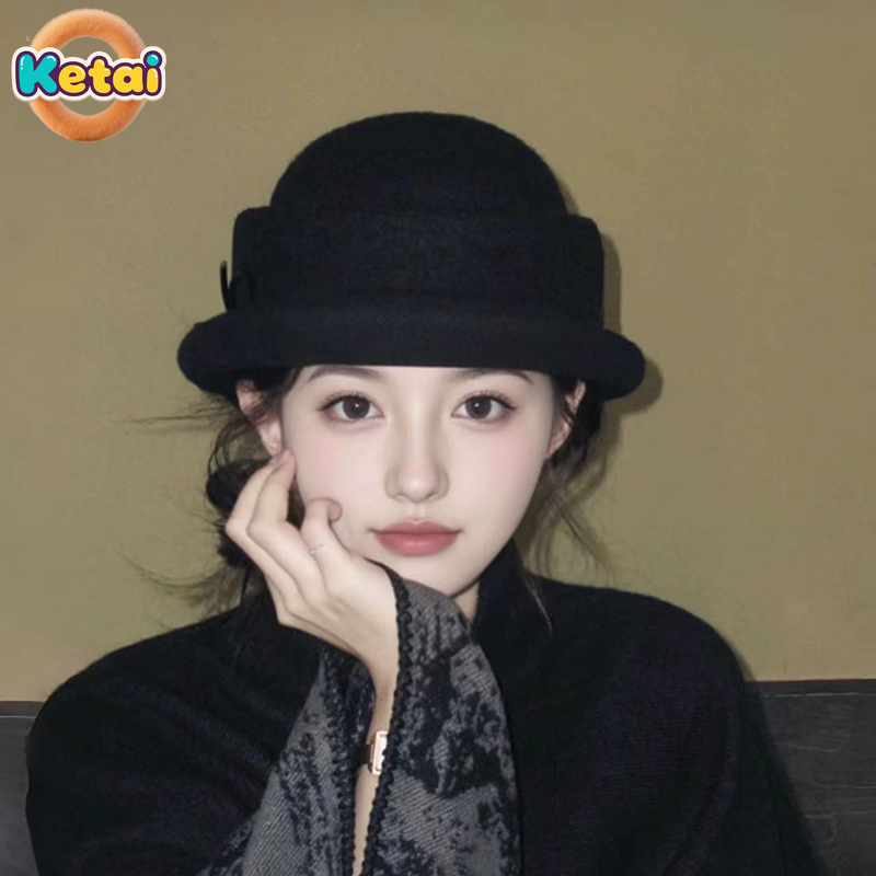Black Wool Top Hat Beret Women - đánh giá và giá Beret French Wool